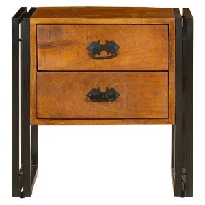 Astra Mango Wood & Metal 2 Drawer Side Table by Fobbio Home, a Side Table for sale on Style Sourcebook