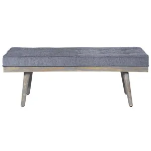 Capella Tufted Fabric & Mango Wood Bench, 120cm, Grey by Fobbio Home, a Benches for sale on Style Sourcebook