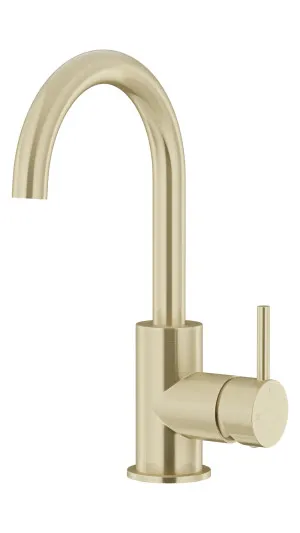 MEIR TIGER BRONZE ROUND GOOSENECK BASIN MIXER WITH COLD START by Meir, a Bathroom Taps & Mixers for sale on Style Sourcebook