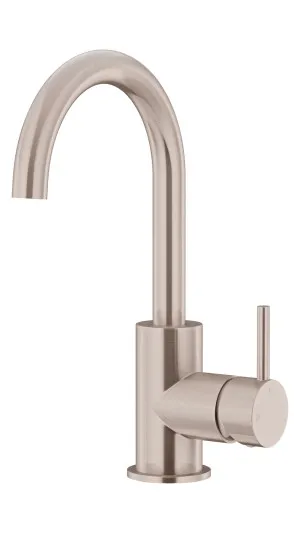 MEIR CHAMPAGNE ROUND GOOSENECK BASIN MIXER WITH COLD START by Meir, a Bathroom Taps & Mixers for sale on Style Sourcebook