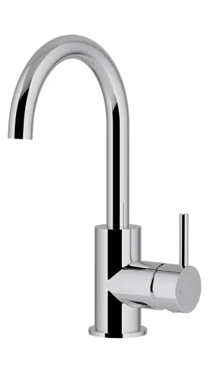 MEIR POLISHED CHROME ROUND GOOSENECK BASIN MIXER WITH COLD START by Meir, a Bathroom Taps & Mixers for sale on Style Sourcebook
