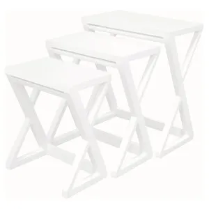 Manhattan Mahogany Timber 3 Piece Nested Table Set, White by Centrum Furniture, a Side Table for sale on Style Sourcebook