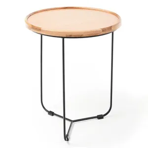 Lulu Timber & Metal Round Side Table, Large by M Co Living, a Side Table for sale on Style Sourcebook