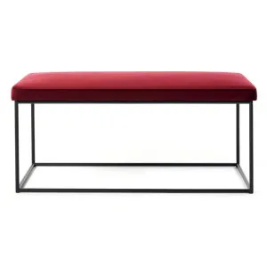 Pier Velvet Fabric & Metal Bench, 102cm, Scarlett Red by M Co Living, a Benches for sale on Style Sourcebook