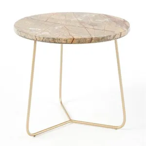 Polly Marble & Metal Round Side Table, Medium, Moka / Gold by M Co Living, a Side Table for sale on Style Sourcebook