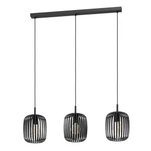 Romazzina Steel Bar Pendant Light, 3 Light, Black by Eglo, a Pendant Lighting for sale on Style Sourcebook