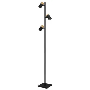 Cartagena Steel & Wood LED Floor Lamp, 3 Light, 4000K by Eglo, a Floor Lamps for sale on Style Sourcebook