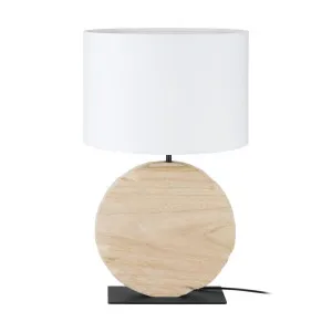 Contessore Steel & Wood Round Base Table Lamp by Eglo, a Table & Bedside Lamps for sale on Style Sourcebook