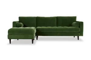 Draper Velvet Left Chaise Sofa, Green, by Lounge Lovers by Lounge Lovers, a Sofas for sale on Style Sourcebook