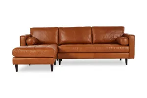 Draper Leather Left Chaise Sofa, Ranch Tan, by Lounge Lovers by Lounge Lovers, a Sofas for sale on Style Sourcebook