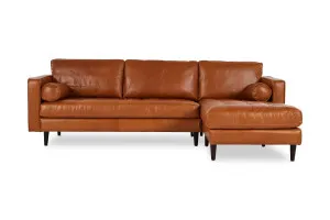 Draper Leather Right Chaise Sofa, Ranch Tan, by Lounge Lovers by Lounge Lovers, a Sofas for sale on Style Sourcebook