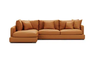 Long Beach Leather Left Corner Sofa, Phoenix Brown, by Lounge Lovers by Lounge Lovers, a Sofa Beds for sale on Style Sourcebook