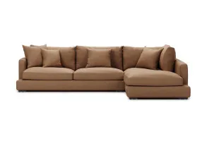 Long Beach Leather Right Corner Sofa, Phoenix Brown, by Lounge Lovers by Lounge Lovers, a Sofa Beds for sale on Style Sourcebook