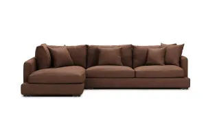 Long Beach Leather Left Corner Sofa, Phoenix Coffee, by Lounge Lovers by Lounge Lovers, a Sofa Beds for sale on Style Sourcebook