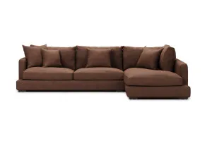 Long Beach Leather Right Corner Sofa, Phoenix Coffee, by Lounge Lovers by Lounge Lovers, a Sofa Beds for sale on Style Sourcebook