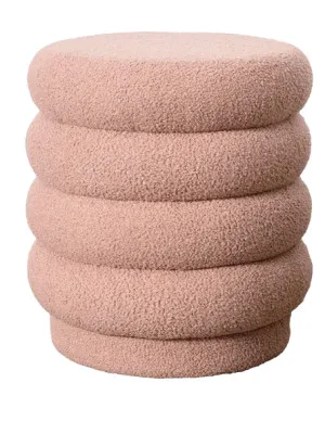 Lucia Round Boucle Stool Blush by Urban Road, a Stools for sale on Style Sourcebook