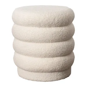 Lucia Round Boucle Stool Off White by Urban Road, a Stools for sale on Style Sourcebook