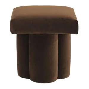 Ace Velvet Fabric Footstool, Dark Chocolate by Cozy Lighting & Living, a Stools for sale on Style Sourcebook