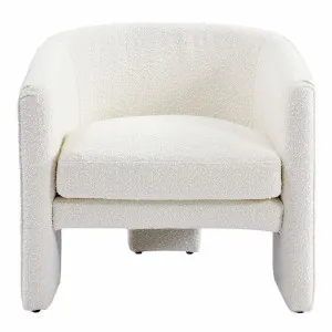 Kylie Boucle Fabric Armchair, White by Cozy Lighting & Living, a Chairs for sale on Style Sourcebook