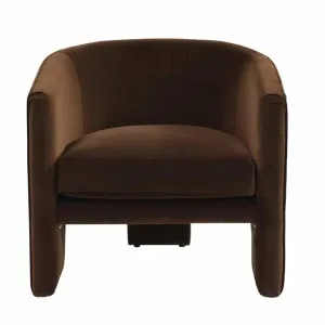 Kylie Velvet Fabric Armchair, Dark Chocolate by Cozy Lighting & Living, a Chairs for sale on Style Sourcebook