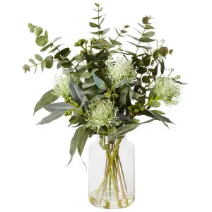 Elme Artificial Pincushion & & Eucalyptus Mix in Tillie Vase, Green Flower by Elme Living, a Plants for sale on Style Sourcebook