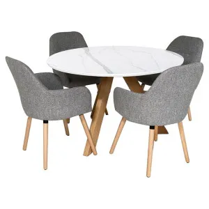 Morris 5 Piece Sintered Stone Top Round Dining Table Set, 120cm, with Grey Milan Chair by HOMESTAR, a Dining Sets for sale on Style Sourcebook
