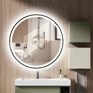 Coral Metal Frame Round Wall Mirror with LED Light, 60cm by The Chic Home, a Mirrors for sale on Style Sourcebook