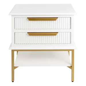 Aimee Bedside Table, Small, White / Gold by Cozy Lighting & Living, a Bedside Tables for sale on Style Sourcebook