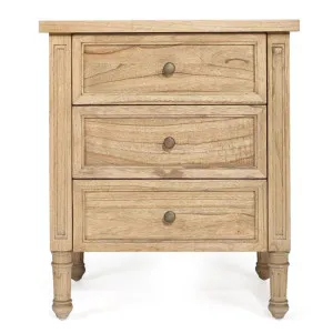 Saman Timber 3 Drawer Bedside Table, Weathered Oak by Ambience Interiors, a Bedside Tables for sale on Style Sourcebook