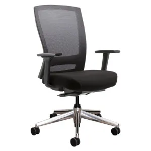 Buro Mentor Mesh Back Fabric Office Chair with Arms, Aluminium Base, Black by Buro Seating, a Chairs for sale on Style Sourcebook