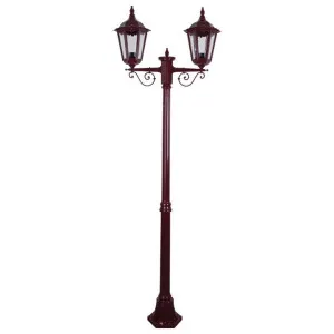 Chester Italian Made IP43 Exterior Post Lantern, 2 Light, Style A, 205cm, Burgundy by Domus Lighting, a Lanterns for sale on Style Sourcebook