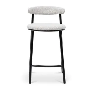 Steeves Boucle Fabric & Metal Counter Stool, Set of 2, Moon White / Black by Conception Living, a Bar Stools for sale on Style Sourcebook