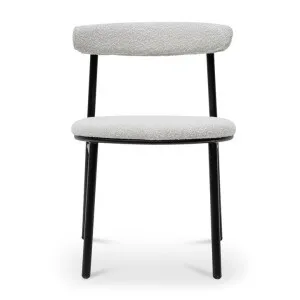 Steeves Boucle Fabric & Metal Dining Chair, Set of 2, Moon White / Black by Conception Living, a Dining Chairs for sale on Style Sourcebook