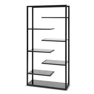 Cathleen 1.8m(H) Black Glass Shelving Unit - Black Frame by Interior Secrets - AfterPay Available by Interior Secrets, a Bookshelves for sale on Style Sourcebook