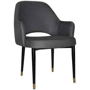 Albury Commercial Grade Gravity Fabric Tub Chair, Slim Metal Leg, Slate / Black Brass by Eagle Furn, a Chairs for sale on Style Sourcebook