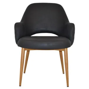 Albury Commercial Grade Pelle / Benito Fabric Tub Chair, Metal Leg, Onyx / Light Oak by Eagle Furn, a Chairs for sale on Style Sourcebook
