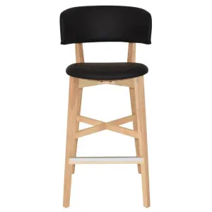 Torino Commercial Grade American Ash Timber Bar Stool, Vinyl Seat & Back,  Natural / Black by Eagle Furn, a Bar Stools for sale on Style Sourcebook