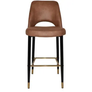 Albury Commercial Grade Eastwood Fabric Bar Stool, Metal Leg, Tan / Black Brass by Eagle Furn, a Bar Stools for sale on Style Sourcebook