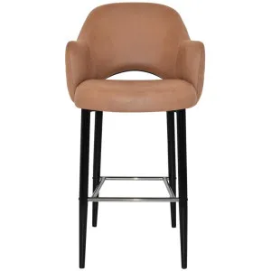 Albury Commercial Grade Pelle / Benito Fabric Bar Stool, Metal Leg, Tan / Black by Eagle Furn, a Bar Stools for sale on Style Sourcebook