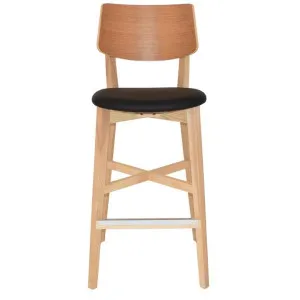 Phoenix Commercial Grade American Ash Timber Bar Stool, Vinyl Seat, Natural / Black by Eagle Furn, a Bar Stools for sale on Style Sourcebook