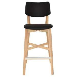 Phoenix Commercial Grade American Ash Timber Bar Stool, Vinyl Seat & Back, Natural / Black by Eagle Furn, a Bar Stools for sale on Style Sourcebook