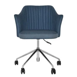 Coogee Commercial Grade Gravity Fabric Gas Lift Office Armchair, V2, Denim / Silver by Eagle Furn, a Chairs for sale on Style Sourcebook