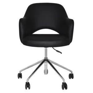 Albury Commercial Grade Vinyl Gas Lift Office Armchair, V2, Vinyl Black / Silver by Eagle Furn, a Chairs for sale on Style Sourcebook
