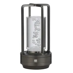 Eldra IP44 Indoor / Outdoor Rechargeable LED Touch Table Lamp, CCT, Gunmetal by Telbix, a Table & Bedside Lamps for sale on Style Sourcebook