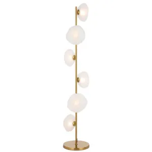 Zecca Iron & Glass Floor Lamp, Antique Gold / Opal by Telbix, a Floor Lamps for sale on Style Sourcebook