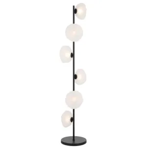 Zecca Iron & Glass Floor Lamp, Black / Opal by Telbix, a Floor Lamps for sale on Style Sourcebook