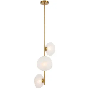 Zecca Iron & Glass Vertical Pendant Light, 3 Light, Antique Gold / Opal by Telbix, a Pendant Lighting for sale on Style Sourcebook