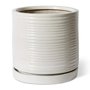 Henley Ceramic Planter & Saucer White - 42cm x 42cm x 45cm by James Lane, a Plant Holders for sale on Style Sourcebook