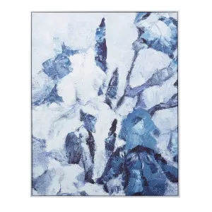 Snowy Canvas Wall Art Blue Silver - 80cm x 100cm by James Lane, a Painted Canvases for sale on Style Sourcebook