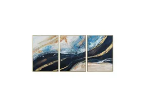 Set of 3 Hand Painted Modern Abstract Wall Art Canvas 150cm x 50cm by Luxe Mirrors, a Artwork & Wall Decor for sale on Style Sourcebook
